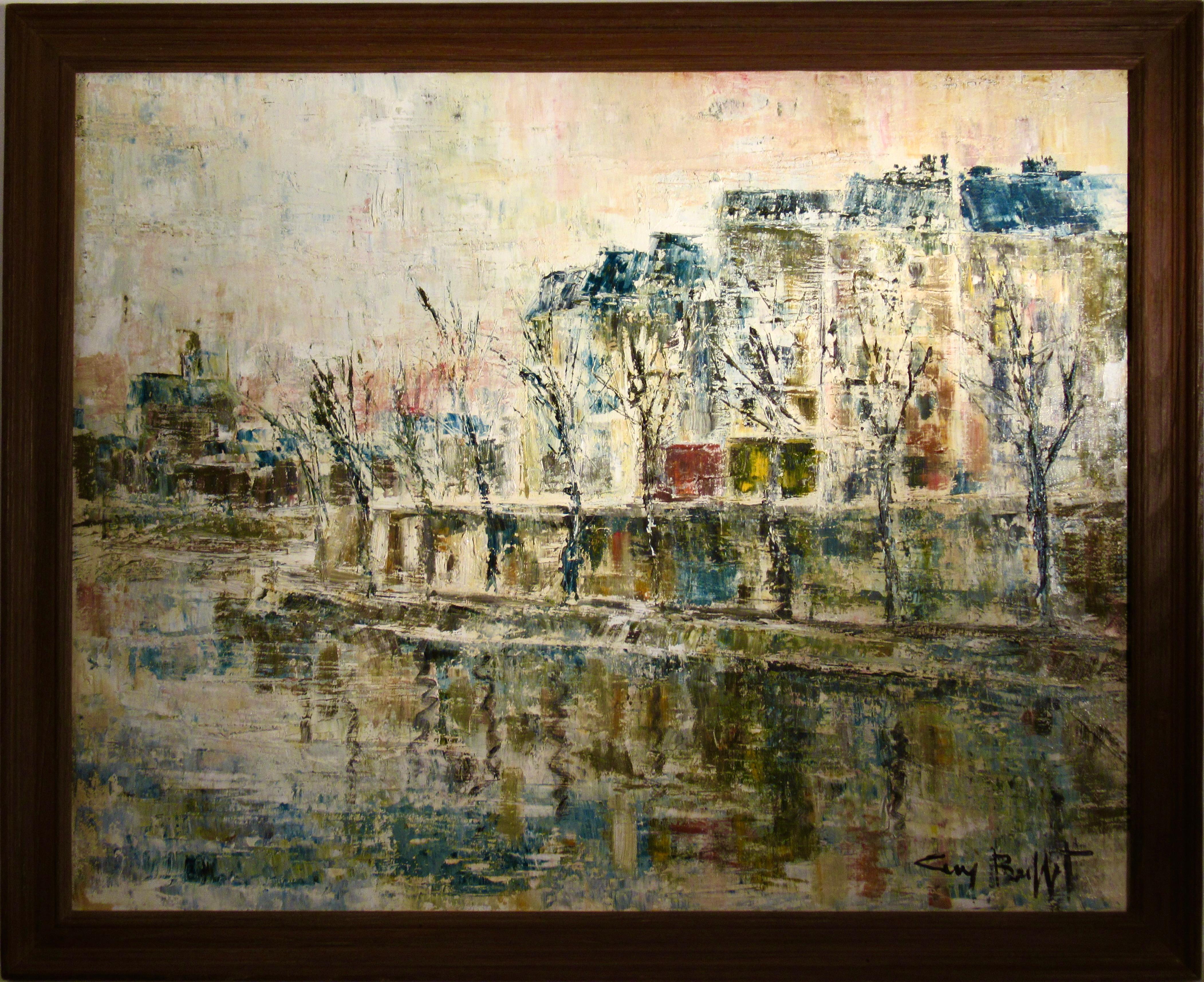 Landscape Painting de Guy Buffet - Les Quais de la Seine con Notre Dame, París.