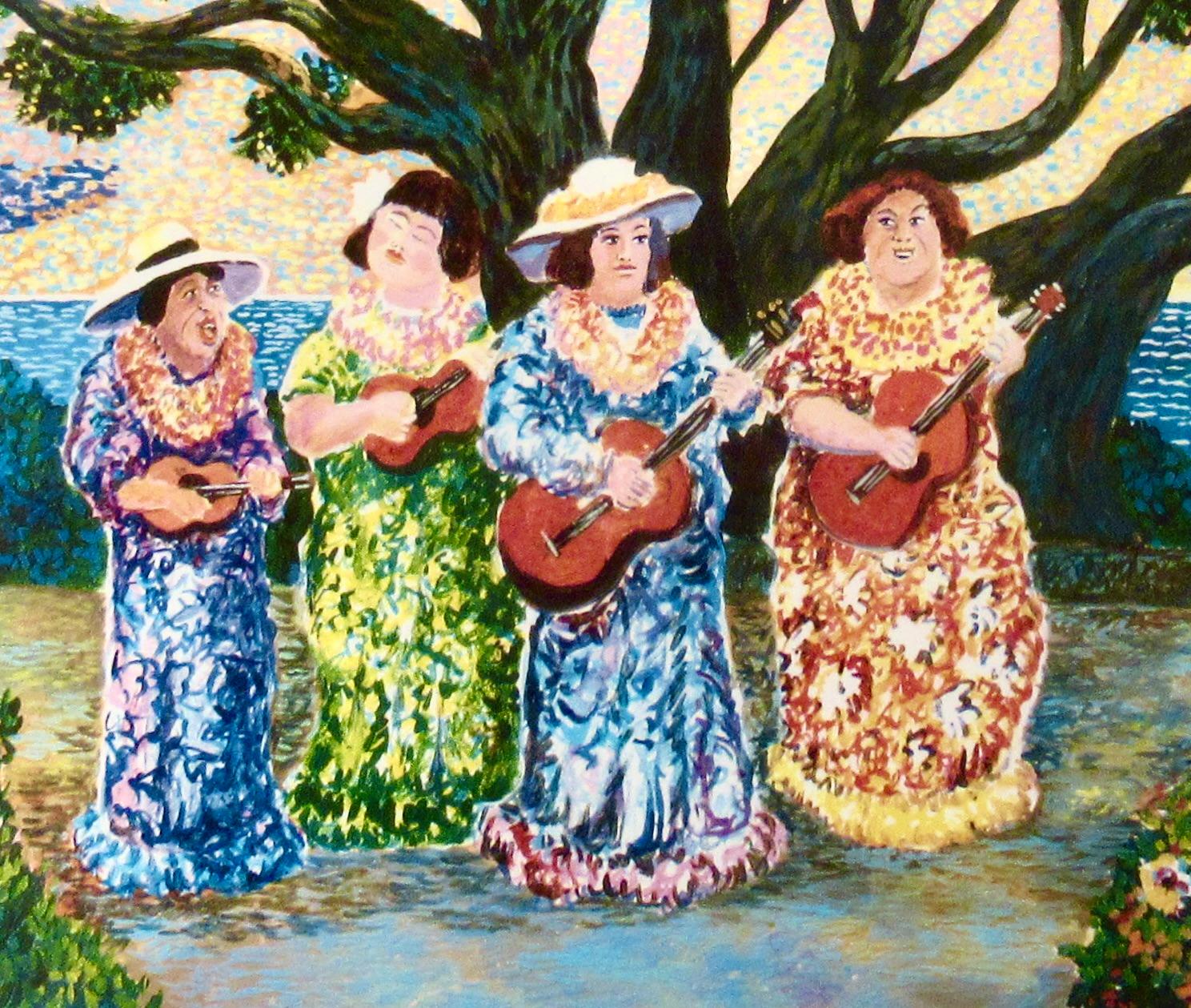 Aloha - Beige Figurative Print by Guy Buffet