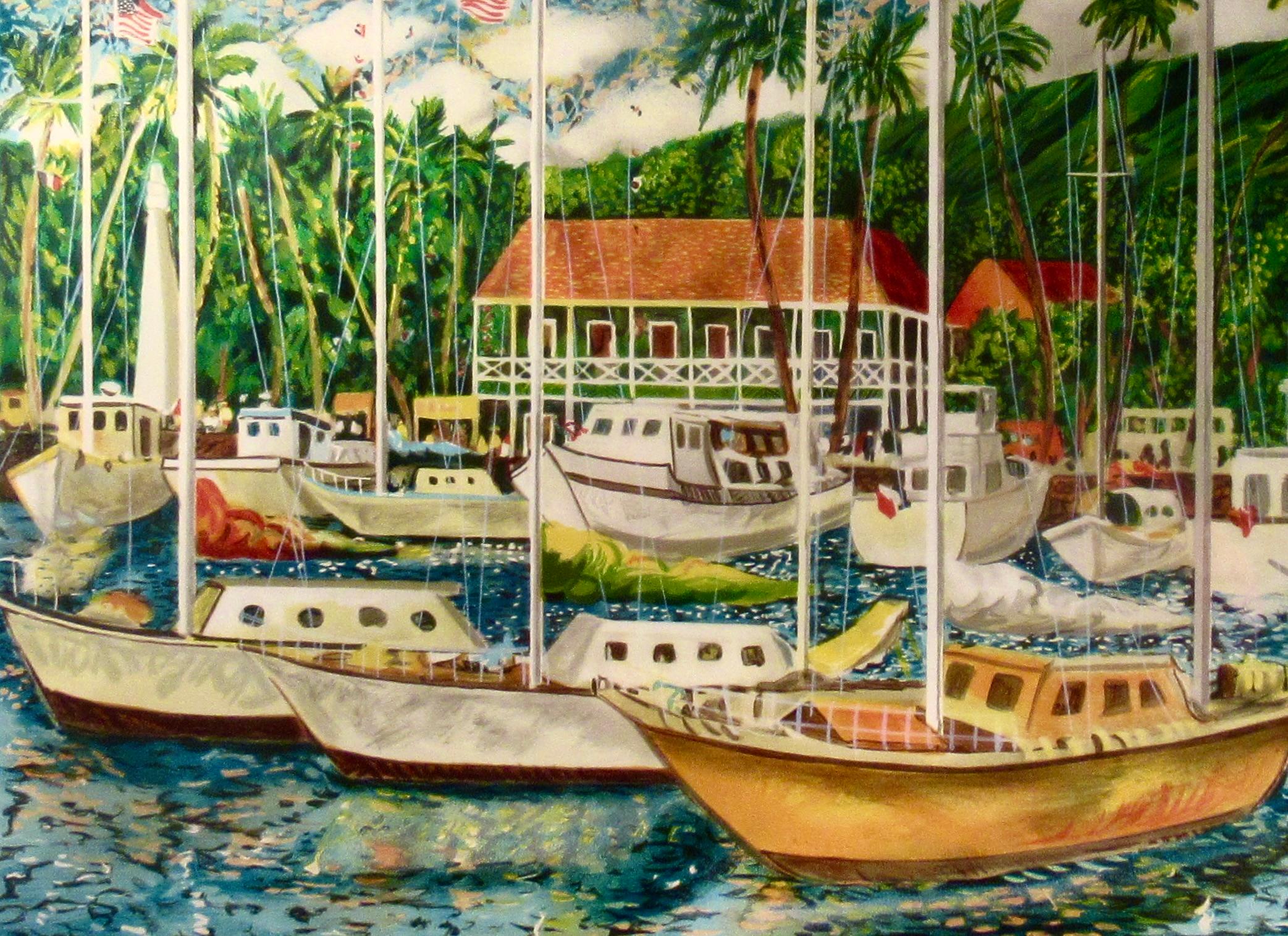 Aloha Lahaina (Lahaina Harbor) - Brown Landscape Print by Guy Buffet