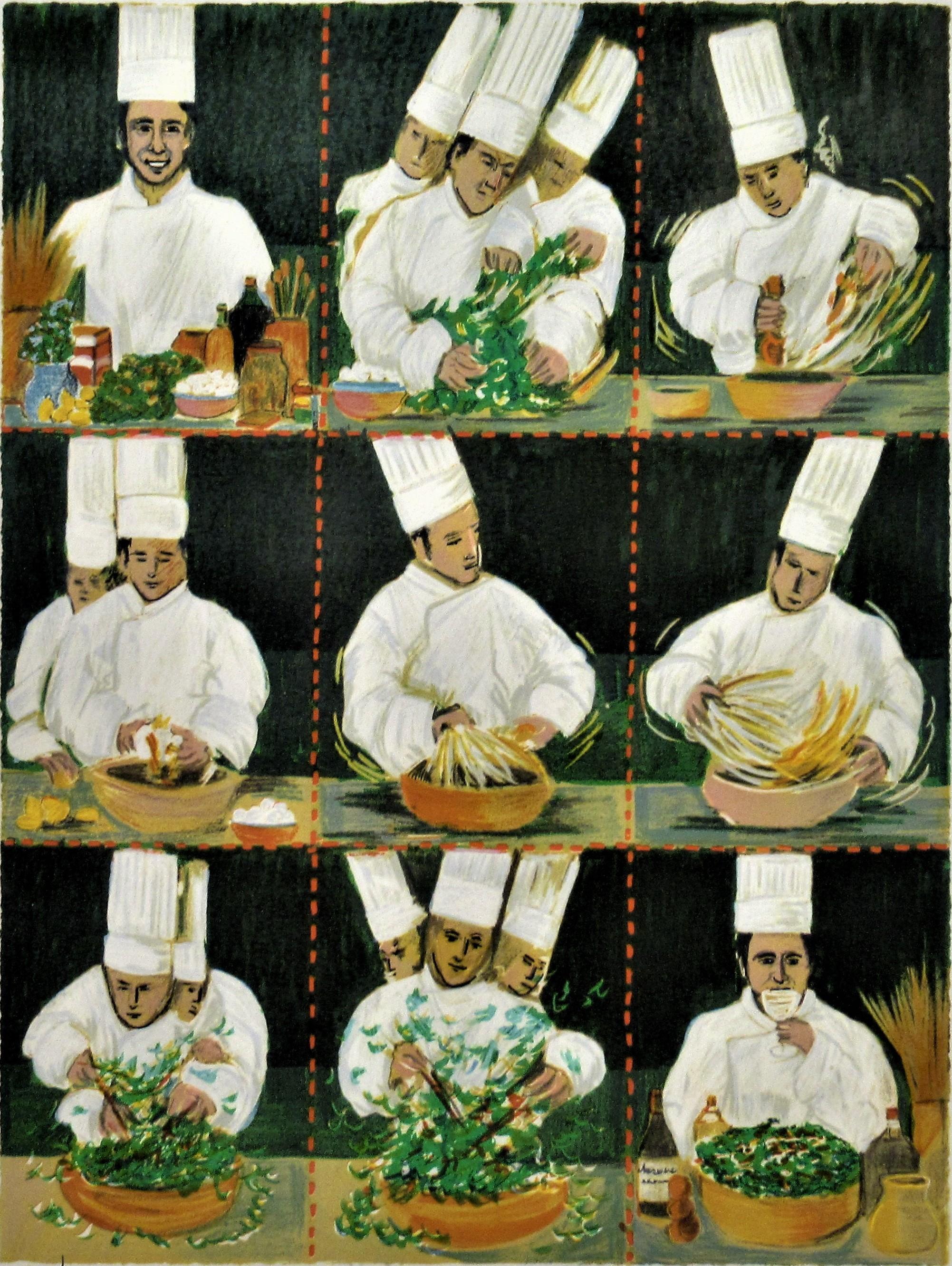 Salade Caesar avec Croutons Parmesan, chef Michel Richard de Citrus et deux autres. - Print de Guy Buffet