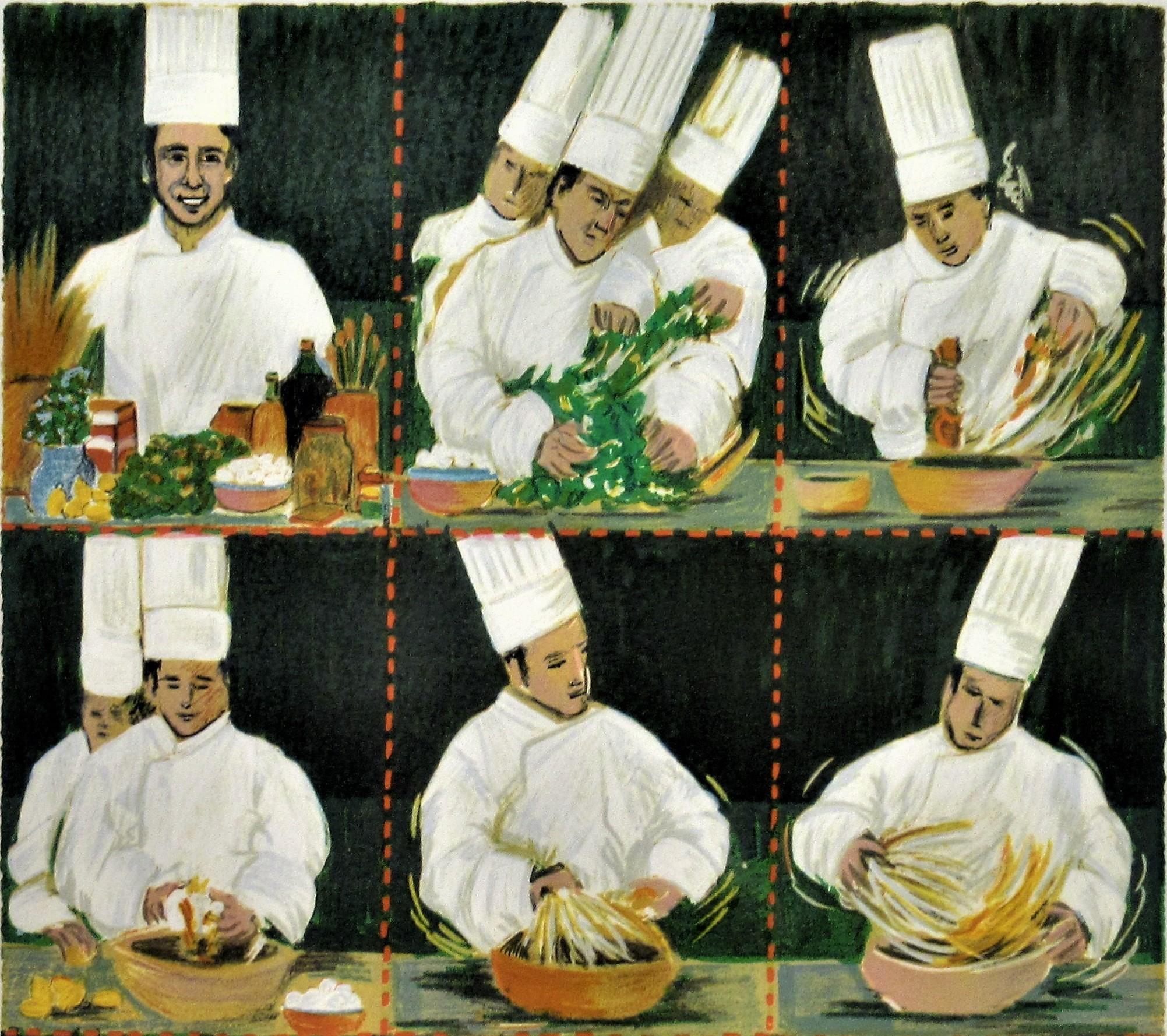 Salade Caesar avec Croutons Parmesan, chef Michel Richard de Citrus et deux autres. - Moderne Print par Guy Buffet