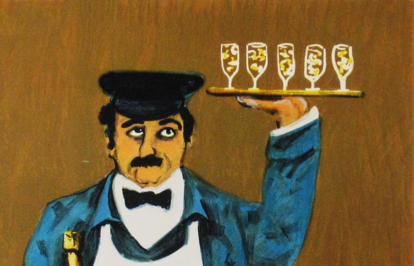 Garcon de Cafe II (Beige), Figurative Print, von Guy Buffet