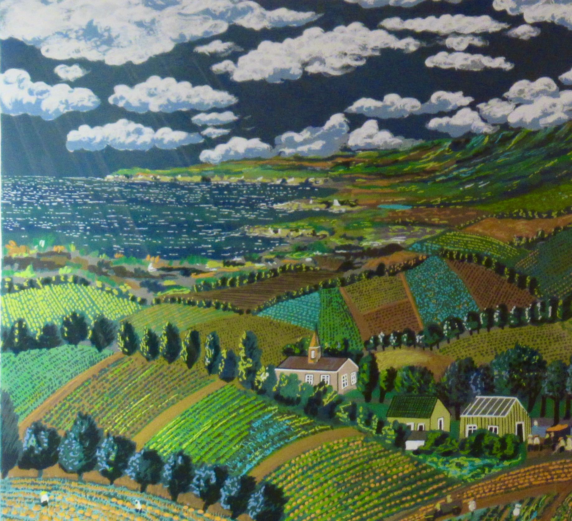 Pineapple Hill, The old Day, Kapalua Maui. (Braun), Figurative Print, von Guy Buffet