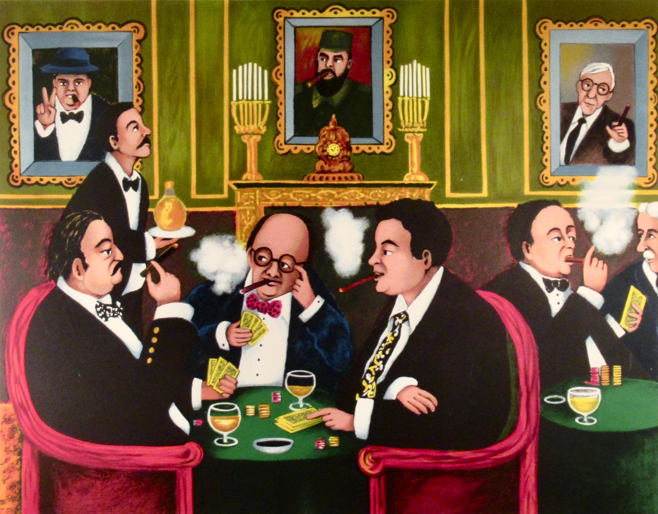 Poker Night at the Club - Modern Print by Guy Buffet
