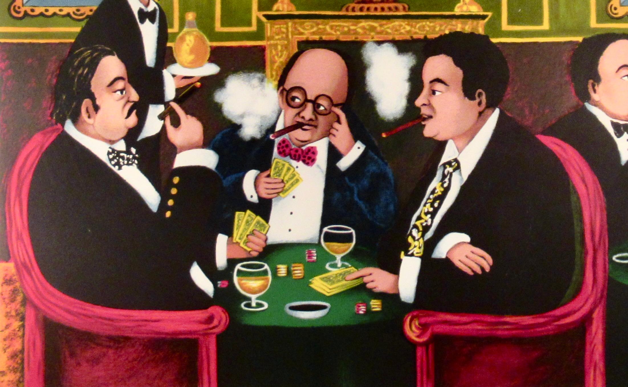 Poker Night at the Club - Black Interior Print by Guy Buffet