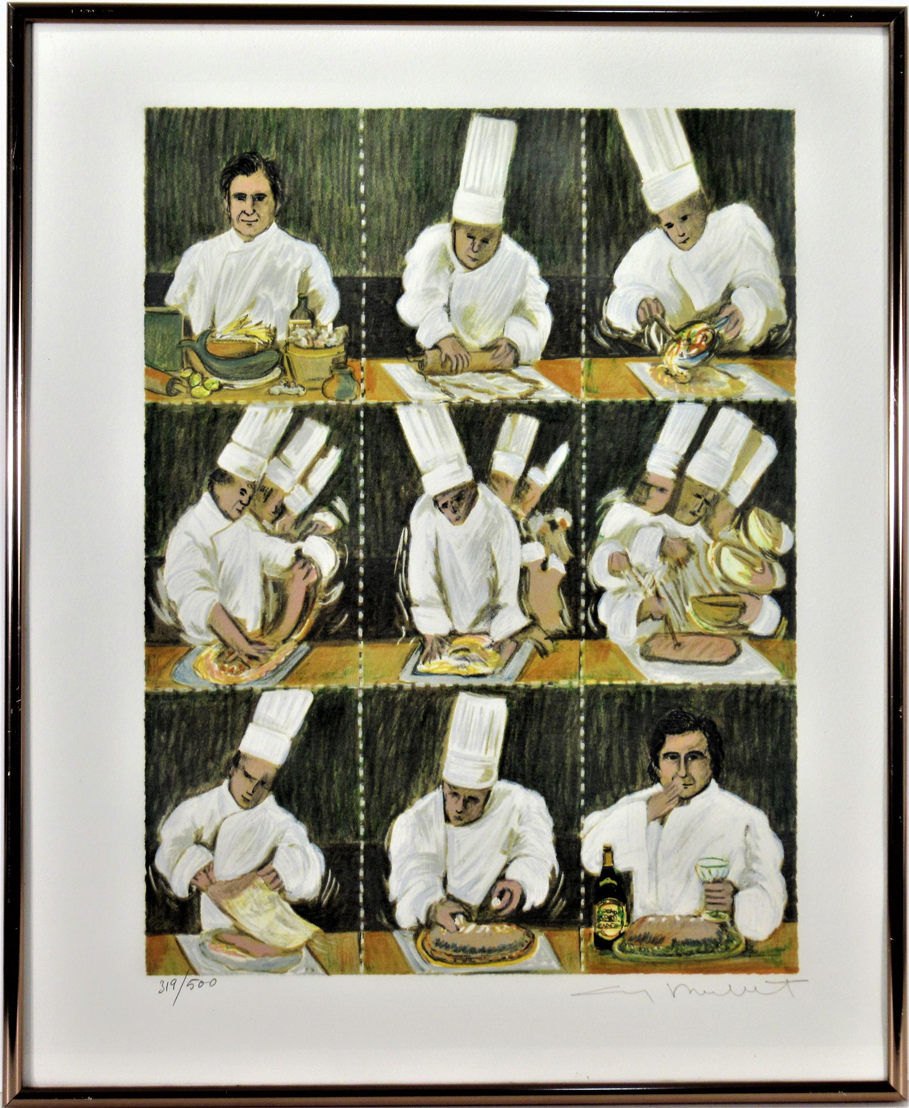 Guy Buffet Figurative Print - Red Berries Souffle, Chef Jeremiah Tower of Stars