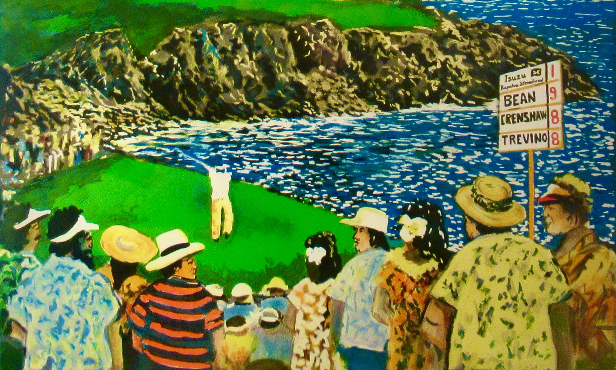 The Fifth Hole (Kapalua Resort Hawaii) - Marron Landscape Print par Guy Buffet