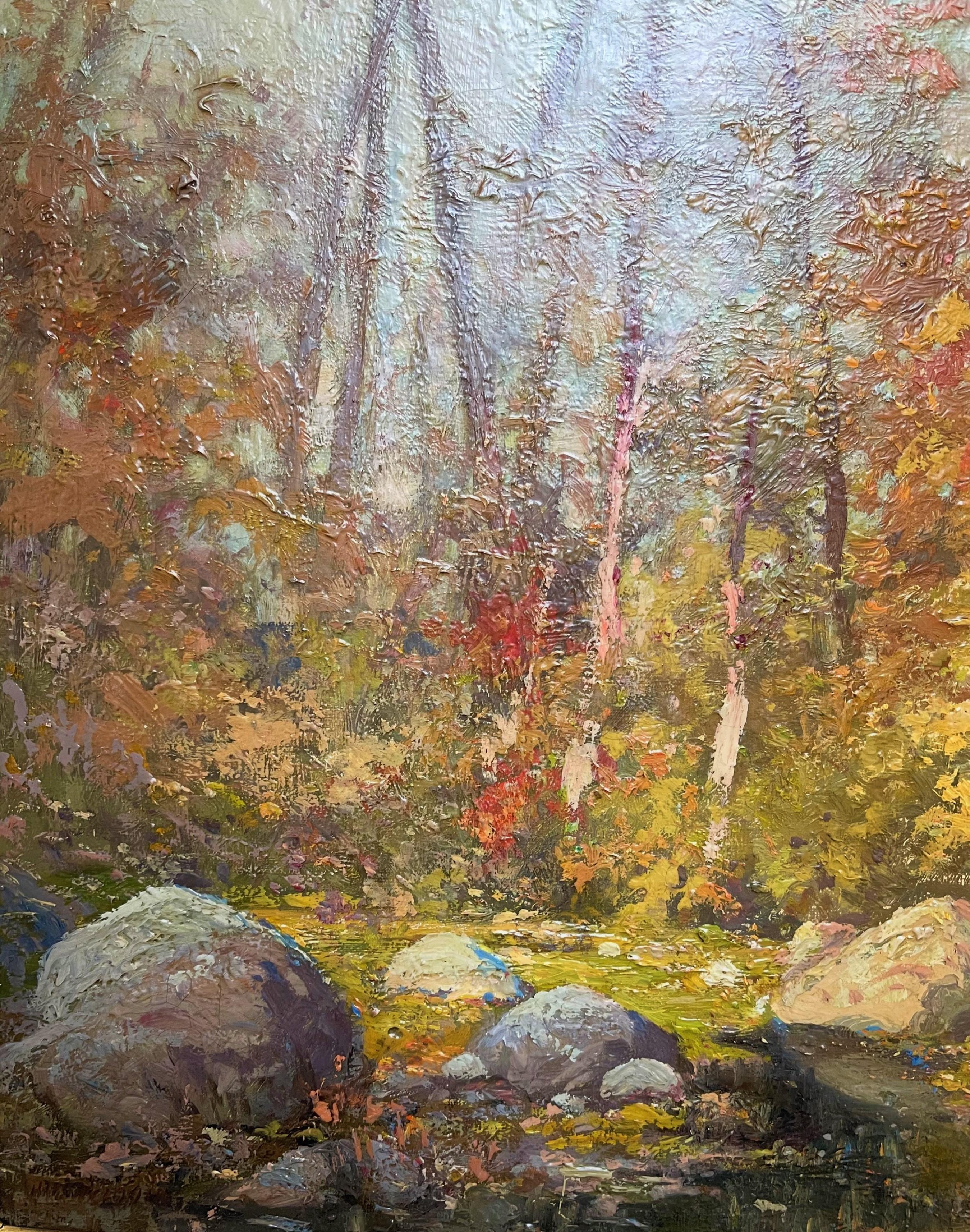  American Impressionist Artist Guy C Wiggins 1883-1962 Landscape Oil Painting For Sale 1