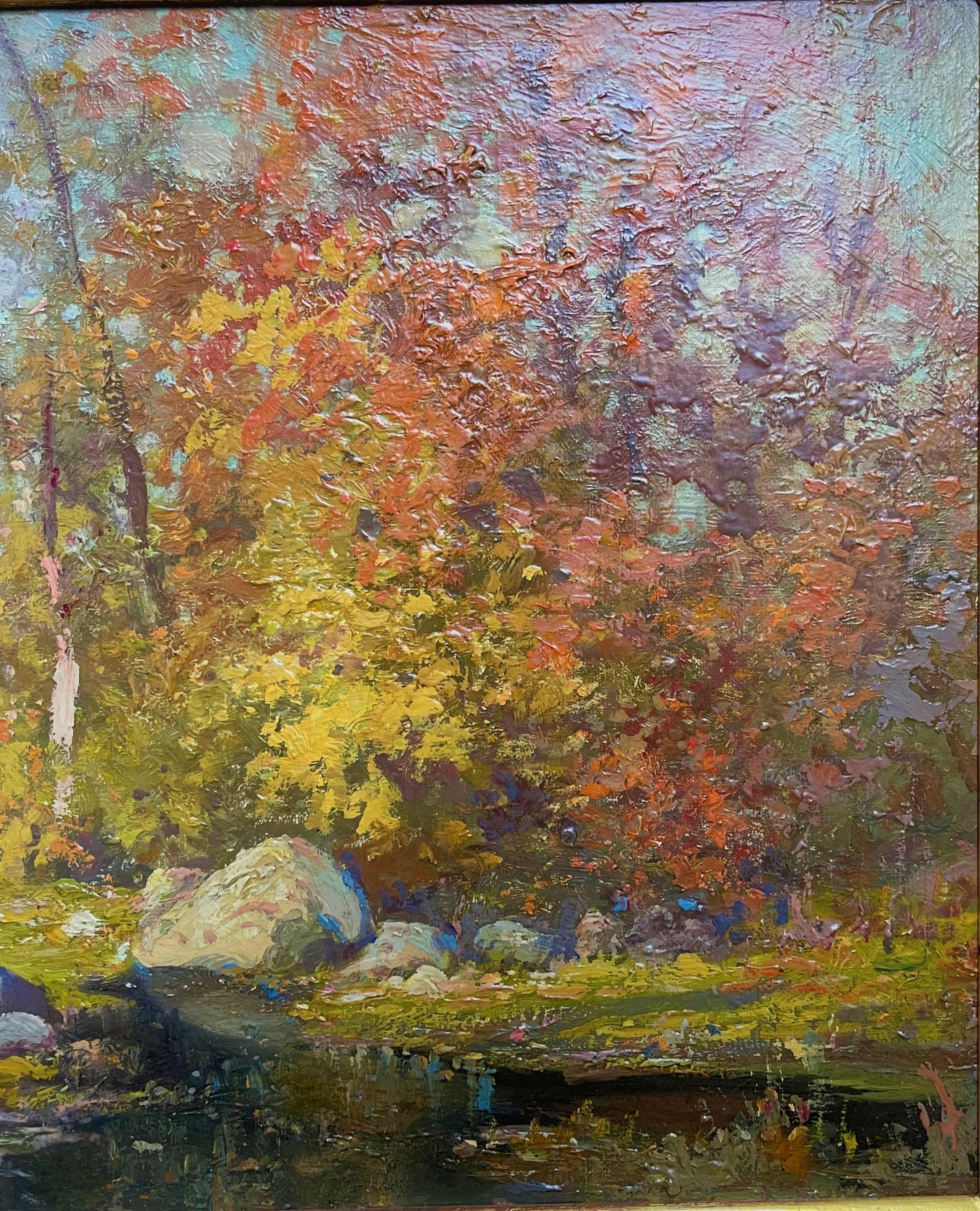  American Impressionist Artist Guy C Wiggins 1883-1962 Landscape Oil Painting For Sale 2
