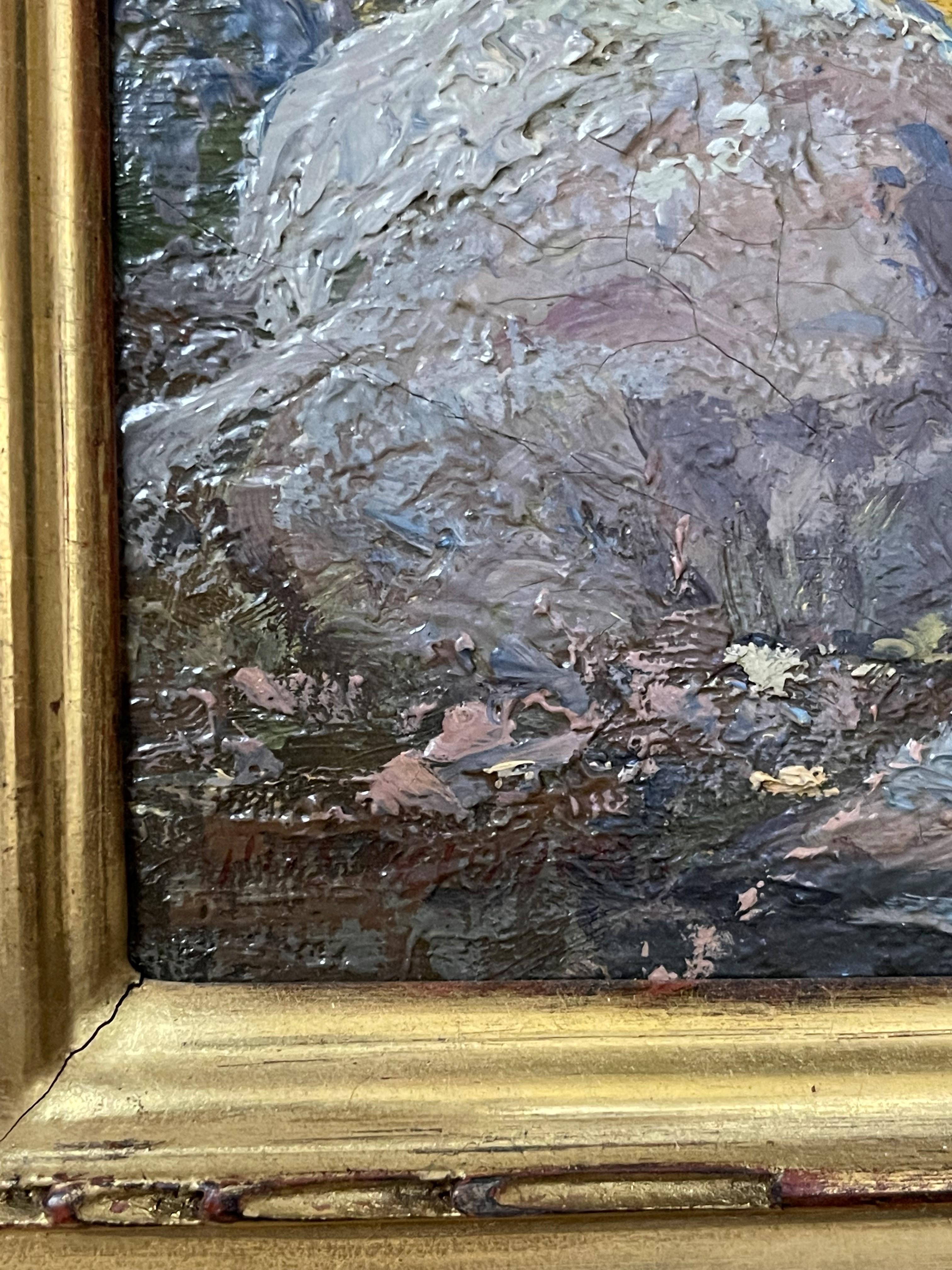  American Impressionist Artist Guy C Wiggins 1883-1962 Landscape Oil Painting For Sale 1