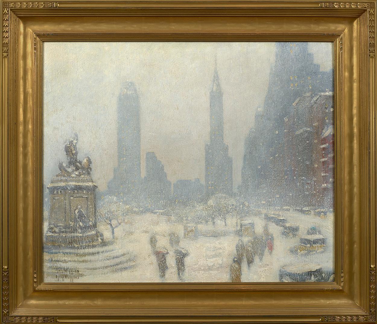 Central Park, Winter - Painting by Guy Carleton Wiggins