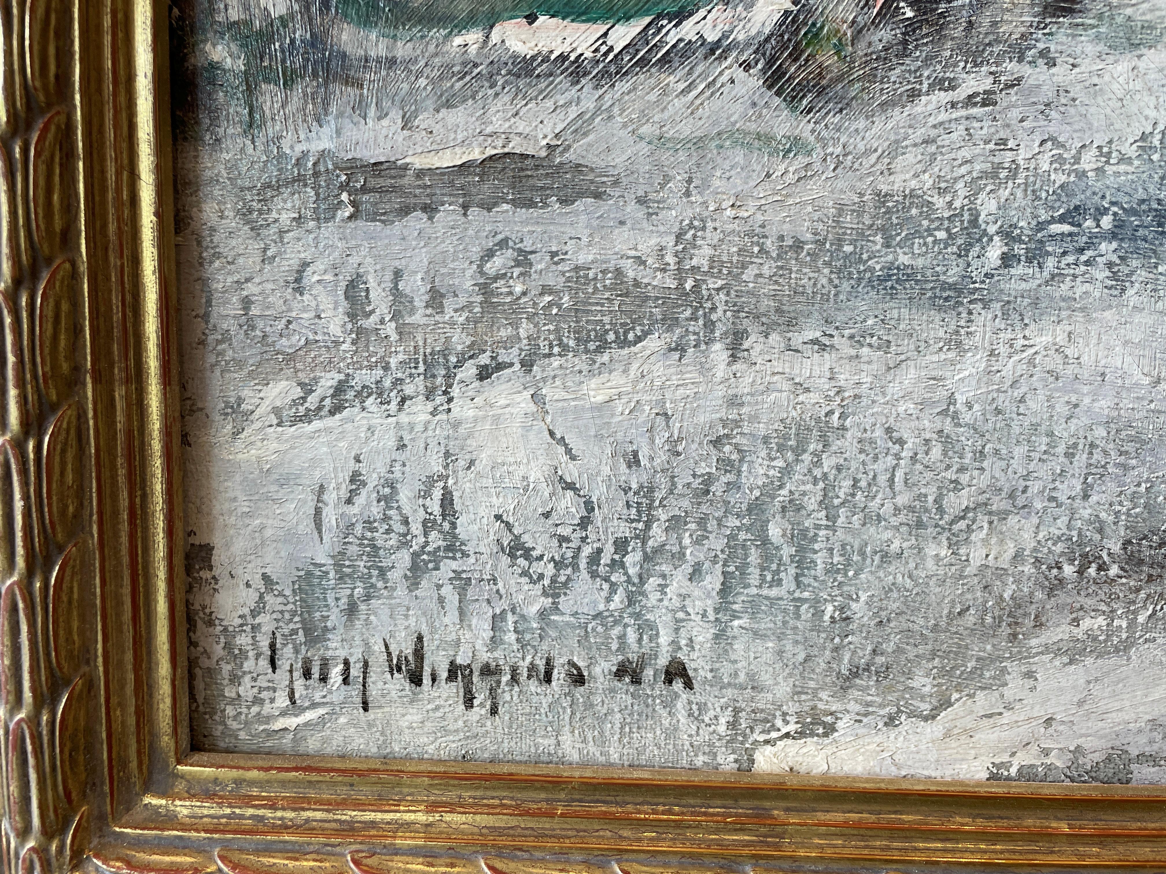 « Hudson Street, New York City », Guy Wiggins, Impressionnisme de la scène de la rue d'hiver - Impressionnisme américain Painting par Guy Carleton Wiggins