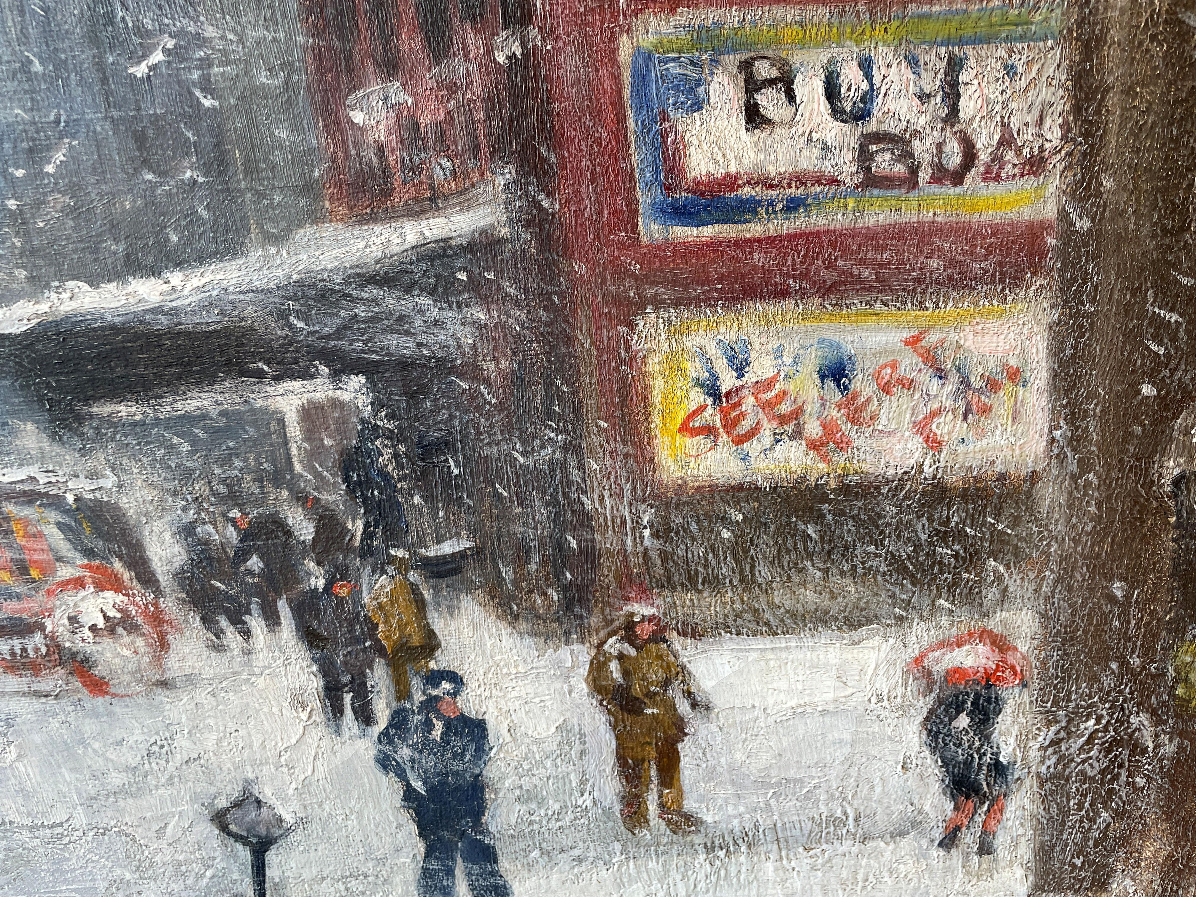 « Hudson Street, New York City », Guy Wiggins, Impressionnisme de la scène de la rue d'hiver - Gris Landscape Painting par Guy Carleton Wiggins