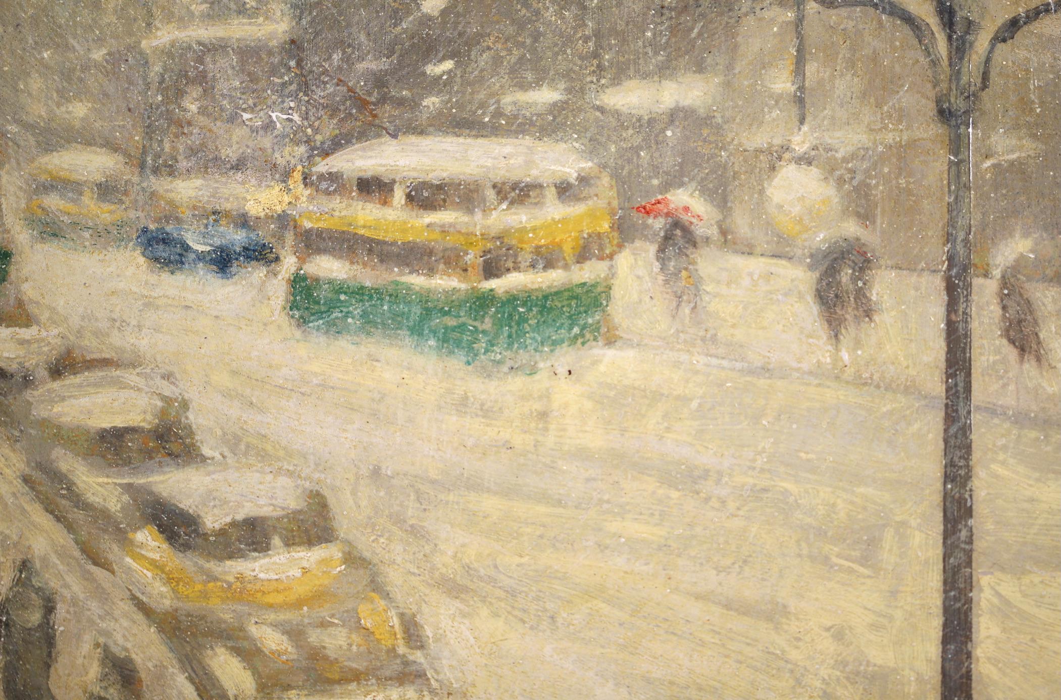 Midtown Storm - New York - Impressionist Oil, Snowy Cityscape by Guy Wiggins 2