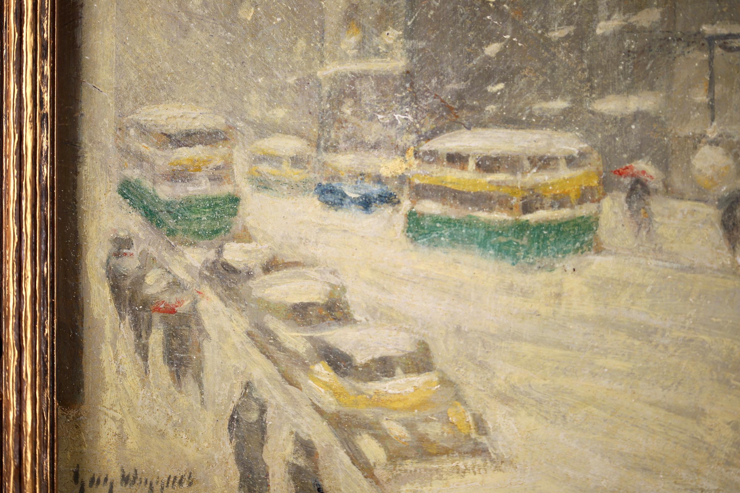 Midtown Storm - New York - Impressionist Oil, Snowy Cityscape by Guy Wiggins 3