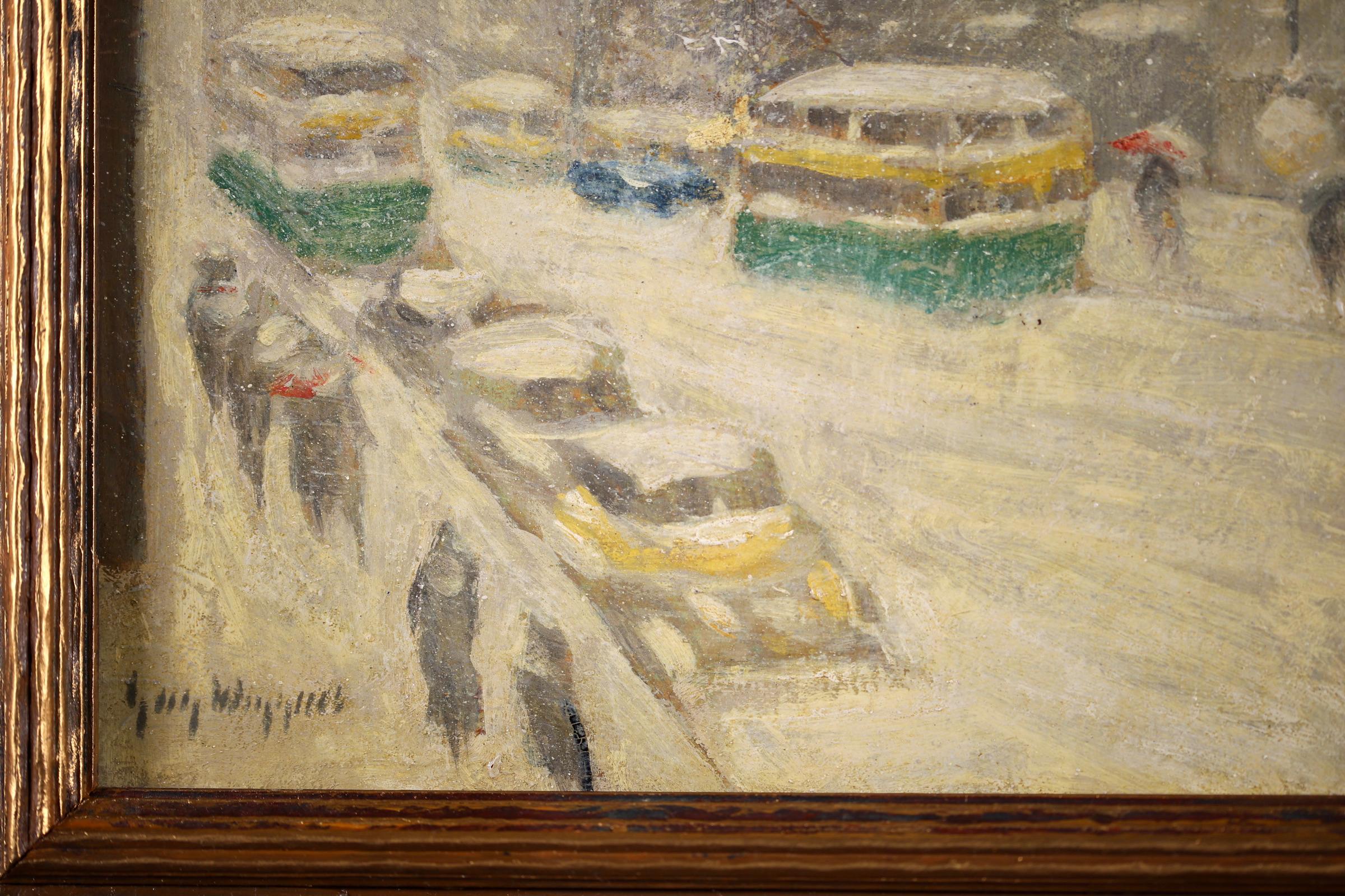 Midtown Storm - New York - Impressionist Oil, Snowy Cityscape by Guy Wiggins 4