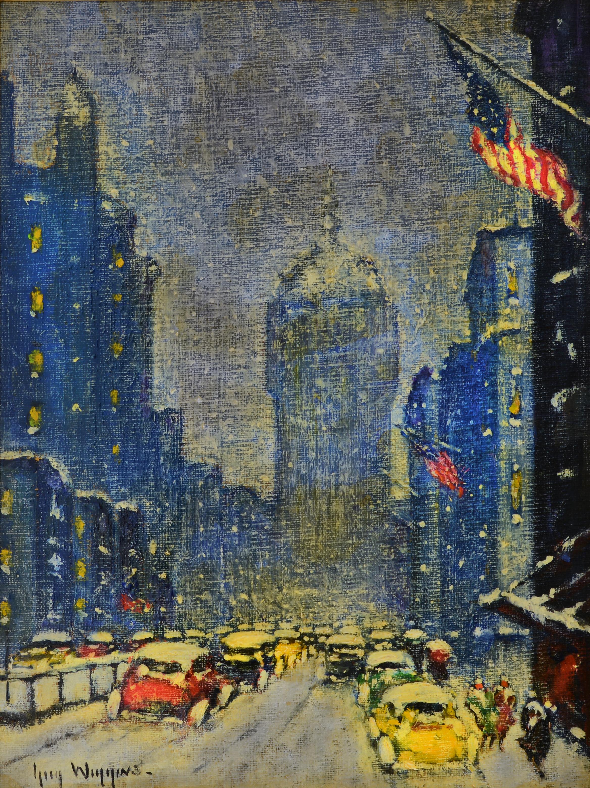Park Avenue Winter - Painting by Guy Carleton Wiggins