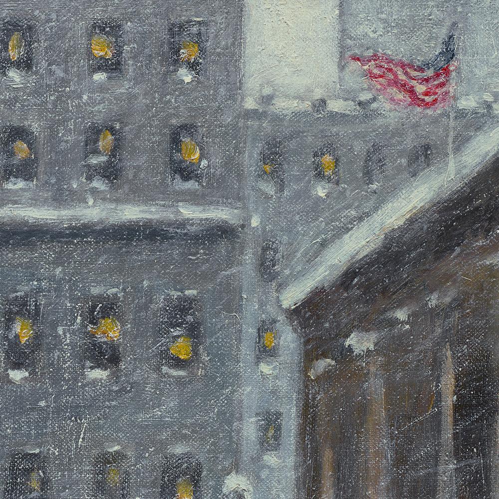 Wall Street Winter - Impressionist Painting by Guy Carleton Wiggins