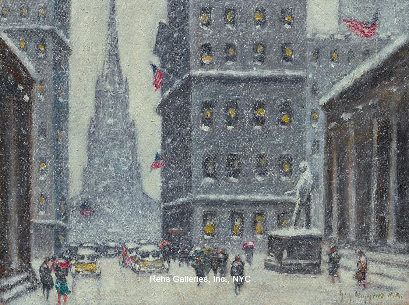 Guy Carleton Wiggins Landscape Painting - Wall Street Winter