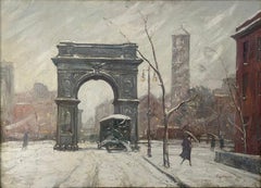 Guy Carleton Wiggins - "Washington Square" Guy Wiggins, New York City, Impressionist Winter Scene "Washington Square" Guy Wiggins, New York City, Impressionist Winter Scene