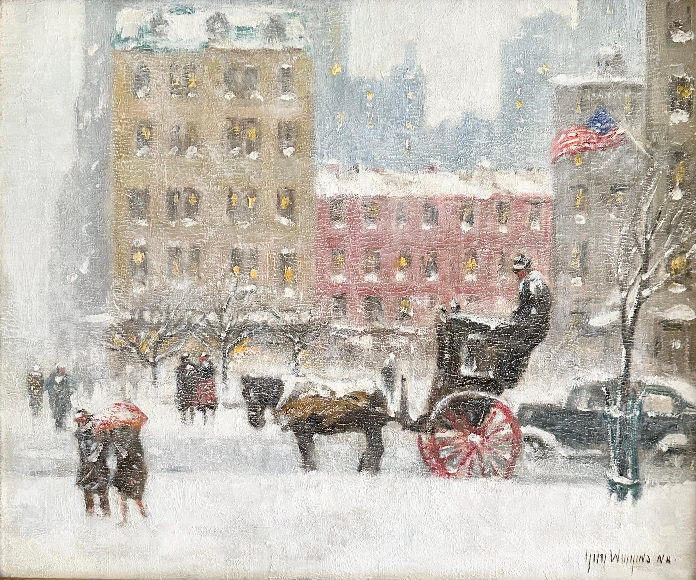 Guy Carleton Wiggins Figurative Painting - Winter at the Plaza