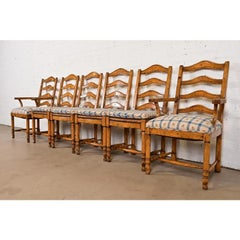 Guy Chaddock English Country Rustic Ladder Back Dining Chairs, Satz von sechs