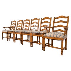 Guy Chaddock English Country Rustic Ladder Back Dining Chairs, Set of Six
