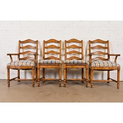 Guy Chaddock English Country Rustic Maple Dining Chairs, Set of Four