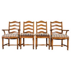 Guy Chaddock English Country Rustic Maple Dining Chairs, Set of Four