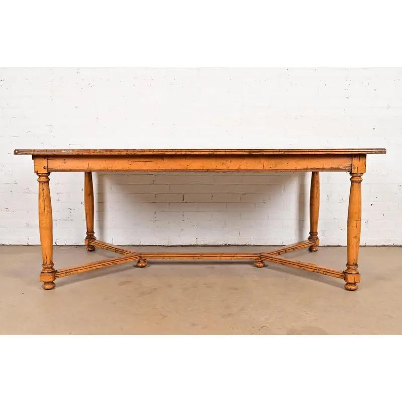 Guy Chaddock English Country Rustic Oak Harvest Farm Extension Dining Table Bon état - En vente à South Bend, IN