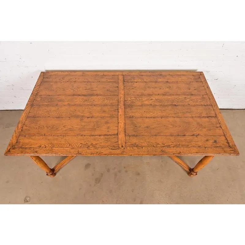 Chêne Guy Chaddock English Country Rustic Oak Harvest Farm Extension Dining Table en vente