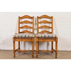 Guy Chaddock English Country Rustic Side Chairs or Dining Chairs, Pair