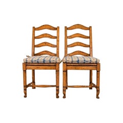 Guy Chaddock English Country Rustic Side Chairs or Dining Chairs, Pair
