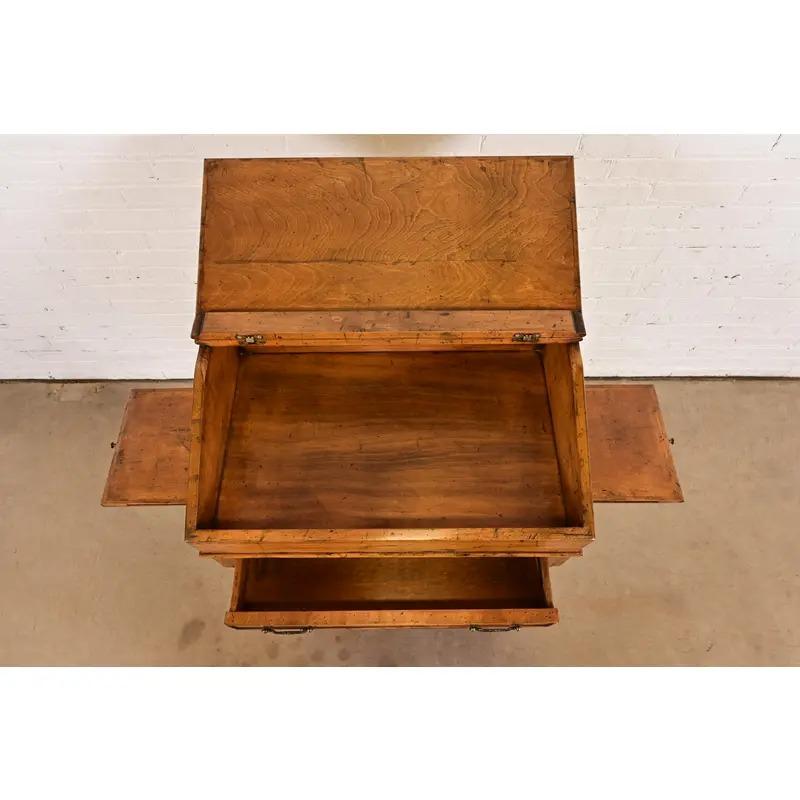 Brass Guy Chaddock Gustavian Slant-Front Maple Secretary Desk For Sale