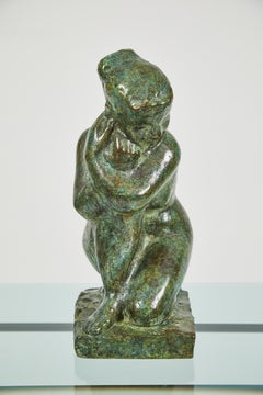 Patinated Bronze Sculpture of a Kneeling Woman by Guy Charles Revol '1912-1991'