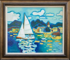 Lake Scene with Sailboat