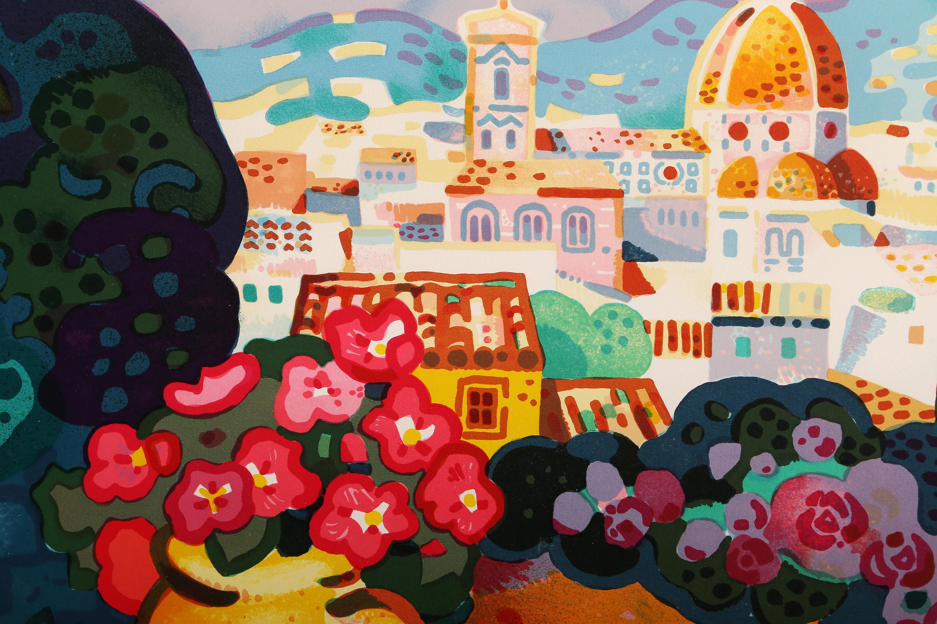 Vue de Florence, lithographie moderne de Guy Charon en vente 1