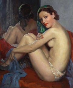 Beautiful Cabaret Dancer Nude Oil On Canvas By Guy De Jessey