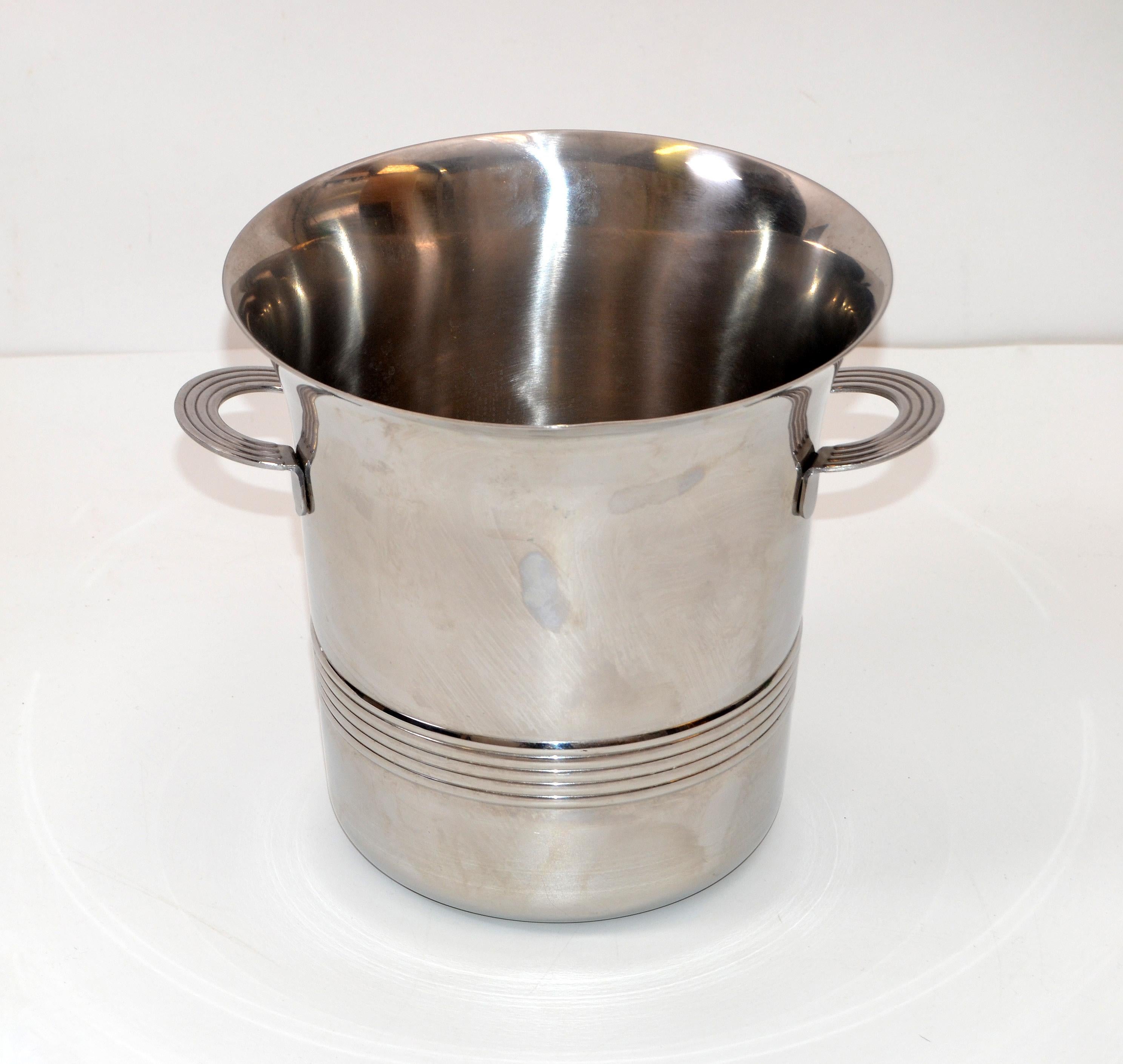 Guy Degrenne Inox Stainless Steel Modern Champagne Wine Cooler Bucket, France 3