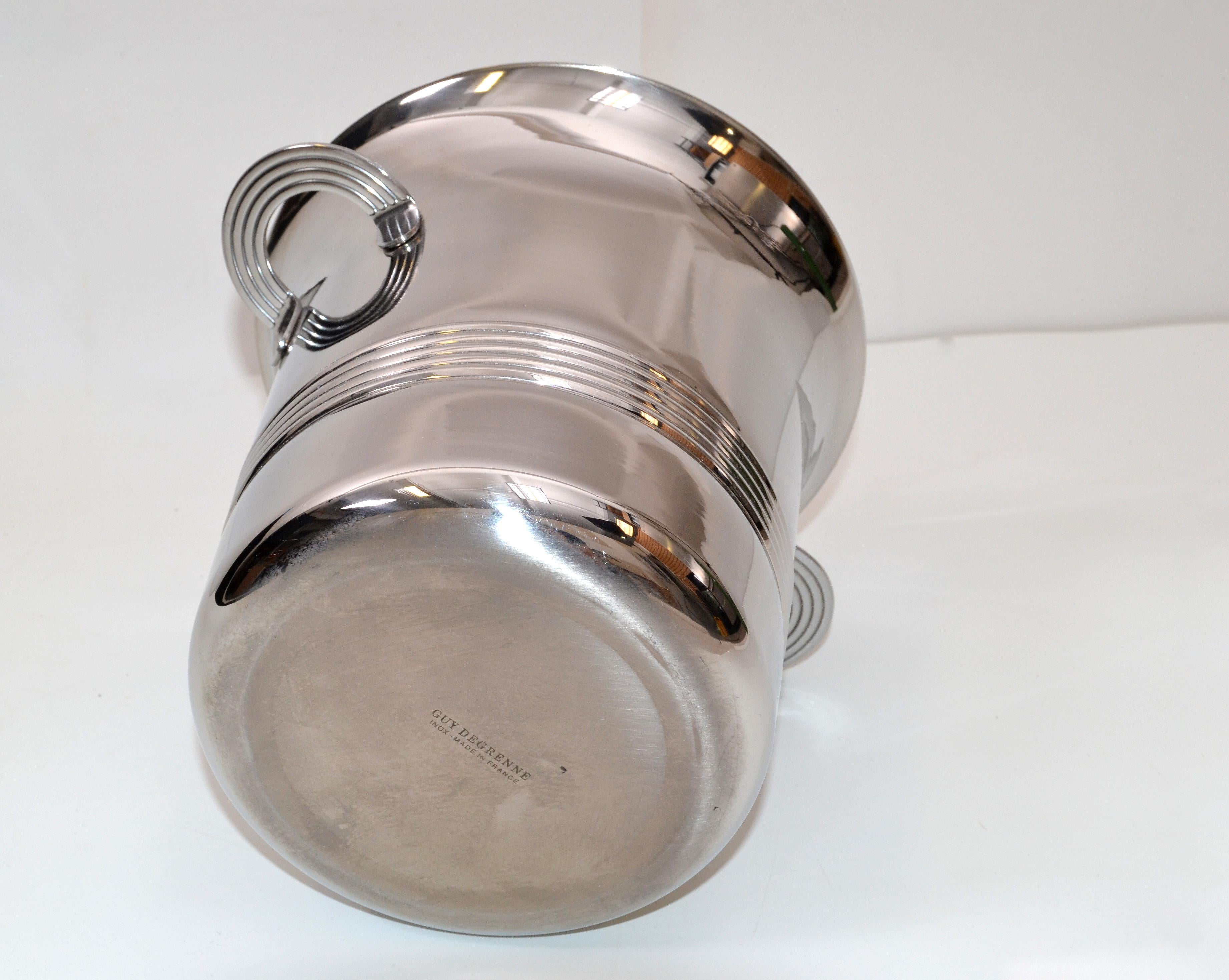 Late 20th Century Guy Degrenne Inox Stainless Steel Modern Champagne Wine Cooler Bucket, France