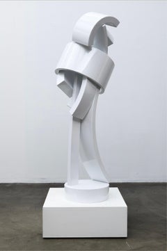 Nomad, by Guy Dill, abstract, sculpture, white, totem, contemporary, indoor