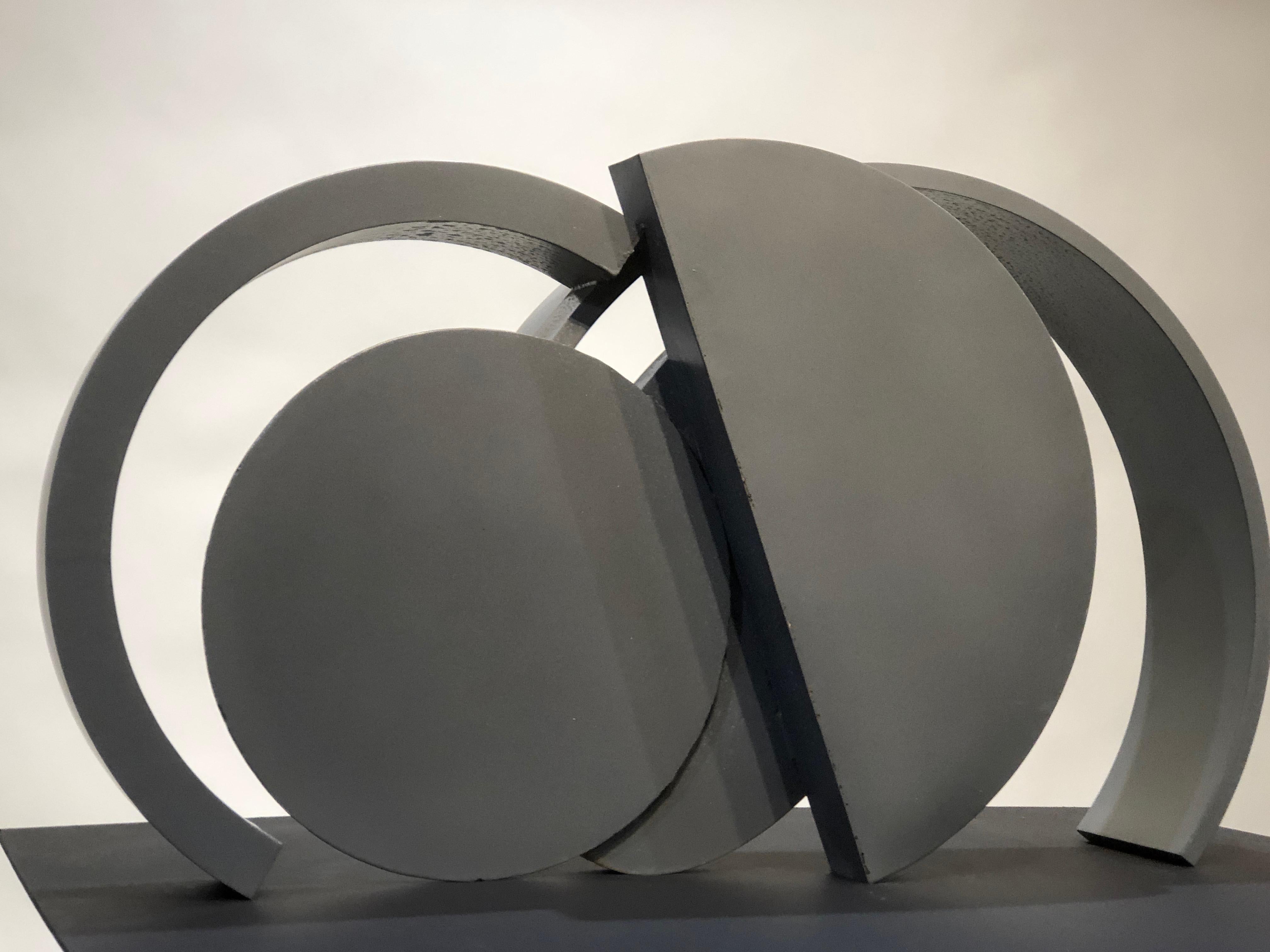 Small Frieze, abstract steel sculpture, grey patina, small, horizontal,geometric