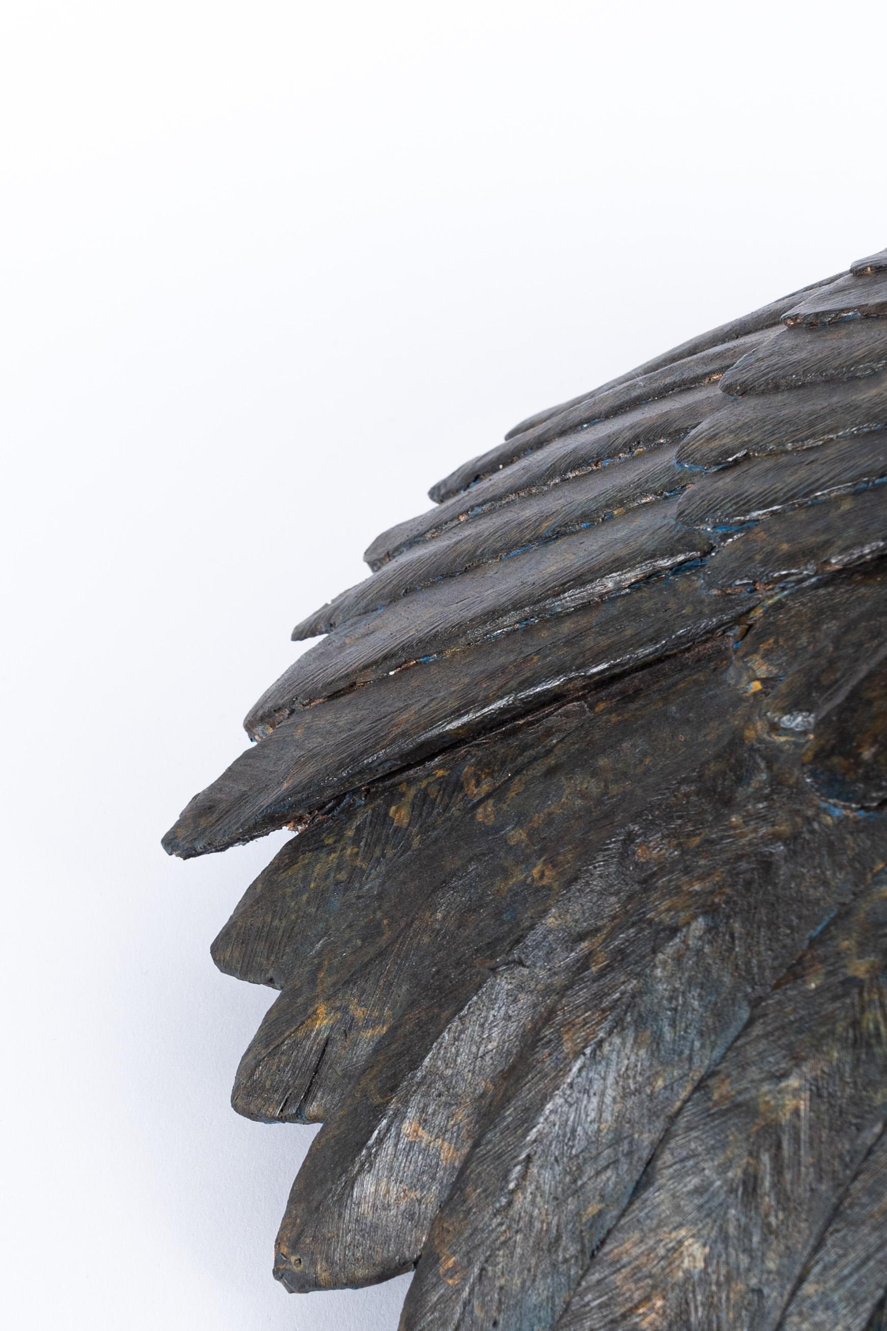 Polyester sculpture of wings in a circle, called 'Meditation' (Grau), Figurative Sculpture, von Guy Du Cheyne