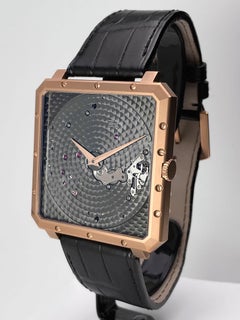 Guy Ellia 18 Karat Roségold Time Space Square Armbanduhr