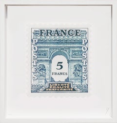 Contemporary Minimalist French 5 Francs Postage Stamp Print