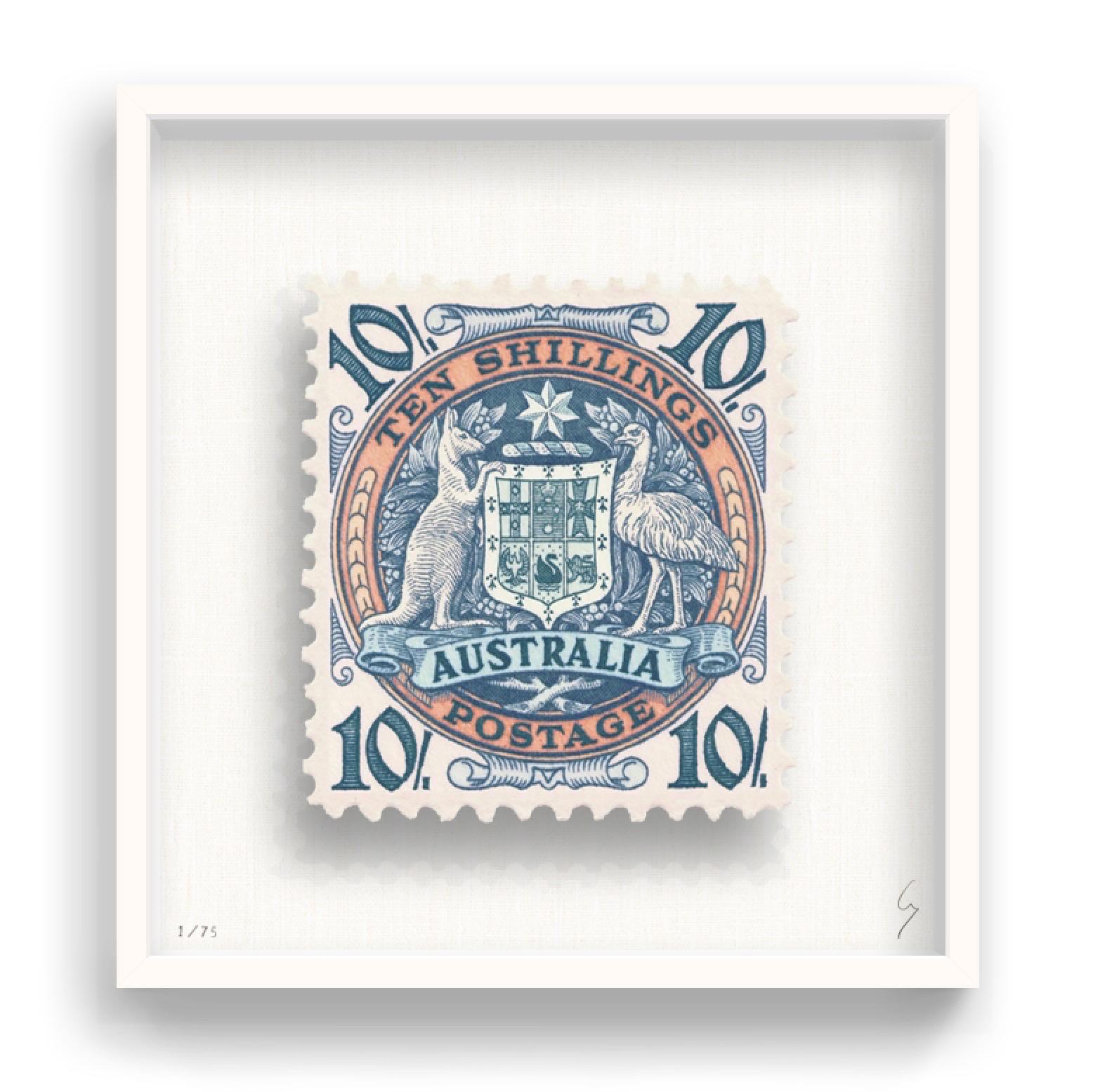 Guy Gee, Australia (medium)

Hand-engraved print on 350gsm on G.F Smith card
53 x 56cm (20 4/5 x 22 2/5 in)
Frame included 
Edition of 75 

Each artwork by Guy had been digitally reimagined from an original postage stamp. Cut out and finished by