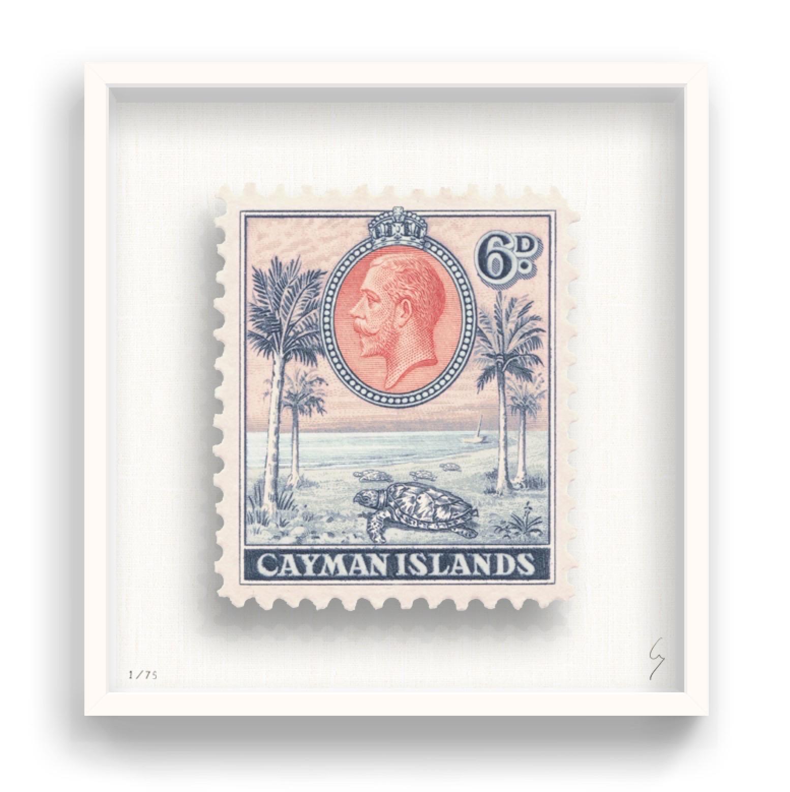 Guy Gee, Cayman Islands  (medium)

Hand-engraved print on 350gsm on G.F Smith card
53 x 56cm (20 4/5 x 22 2/5 in)
Frame included 
Edition of 75 

Each artwork by Guy had been digitally reimagined from an original postage stamp. Cut out and finished