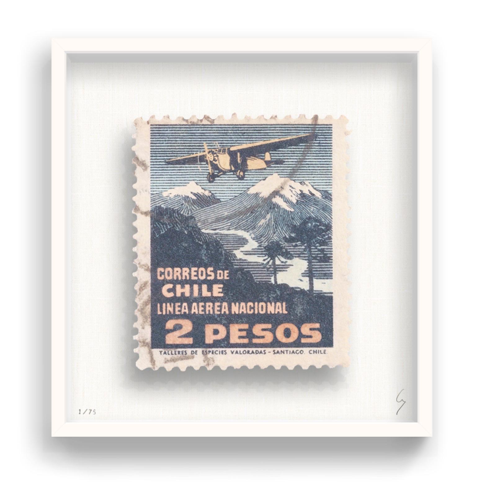 Guy Gee, Chile (medium)

Hand-engraved print on 350gsm on G.F Smith card
53 x 56cm (20 4/5 x 22 2/5 in)
Frame included 
Edition of 75 

Each artwork by Guy had been digitally reimagined from an original postage stamp. Cut out and finished by hand,