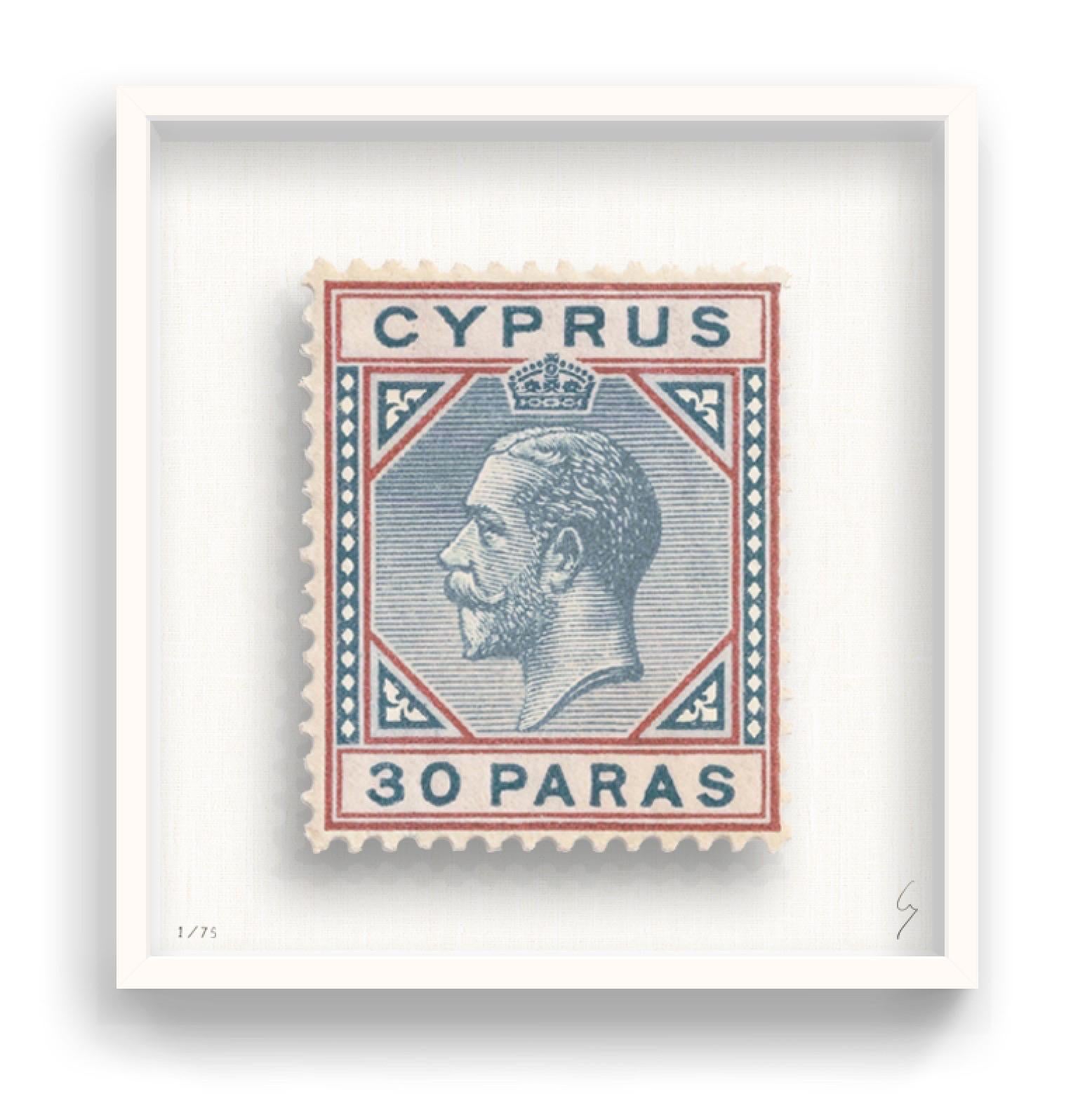 Guy Gee, Cyprus (medium)

Hand-engraved print on 350gsm on G.F Smith card
53 x 56cm (20 4/5 x 22 2/5 in)
Frame included 
Edition of 75 

Each artwork by Guy had been digitally reimagined from an original postage stamp. Cut out and finished by hand,