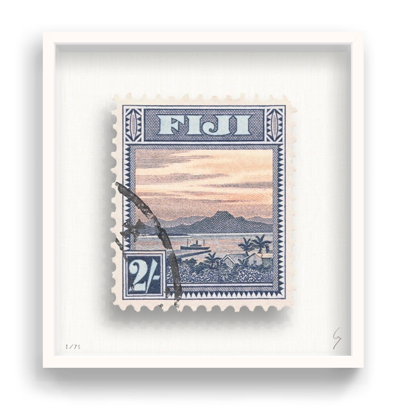 Guy Gee, Fiji (medium)

Hand-engraved print on 350gsm on G.F Smith card
53 x 56cm (20 4/5 x 22 2/5 in)
Frame included 
Edition of 75 

Each artwork by Guy had been digitally reimagined from an original postage stamp. Cut out and finished by hand,
